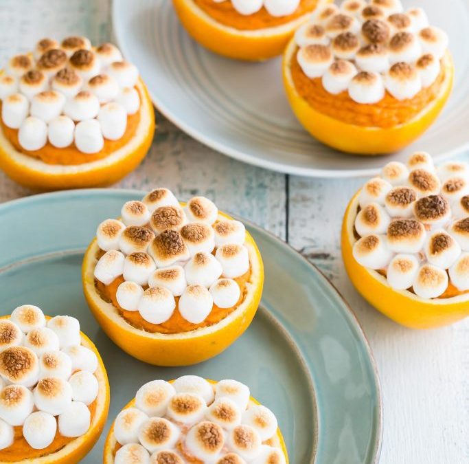 Healthy Thanksgiving Side Dish: Sweet Potatoes in Orange Cups