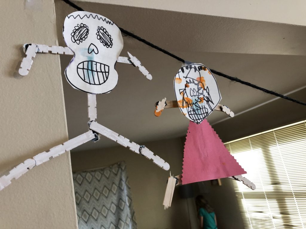 8 year old and 5 year old skeletons for Halloween