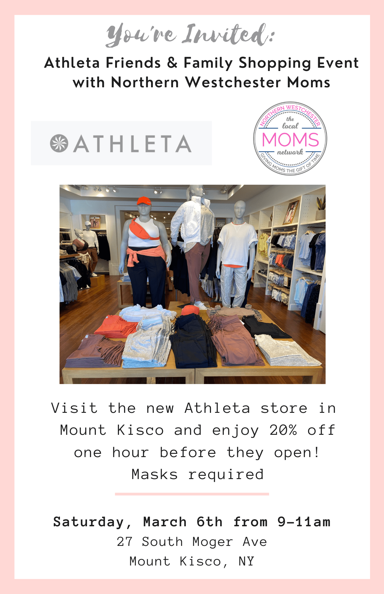 Athleta Friends & Family Shopping Event with Northern Westchester Moms