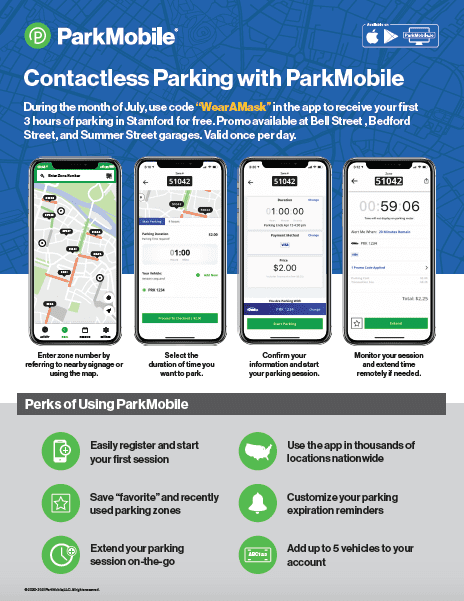 Use “WearAMask” For FREE Parking In Stamford Downtown