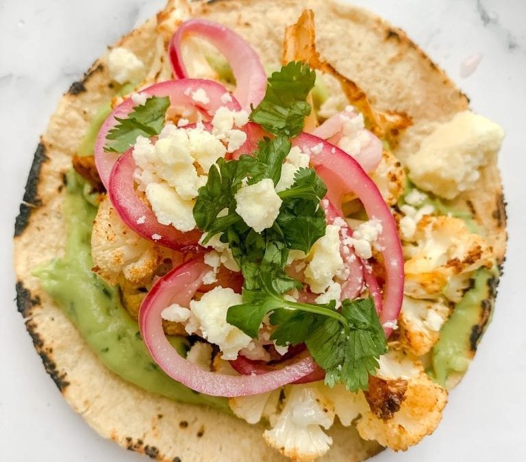 Recipe: Roasted Cauliflower Tacos with Avocado Crema