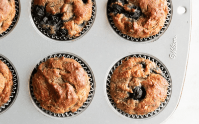 Blueberry Banana Almond Flour Muffins from Unsweetened Caroline