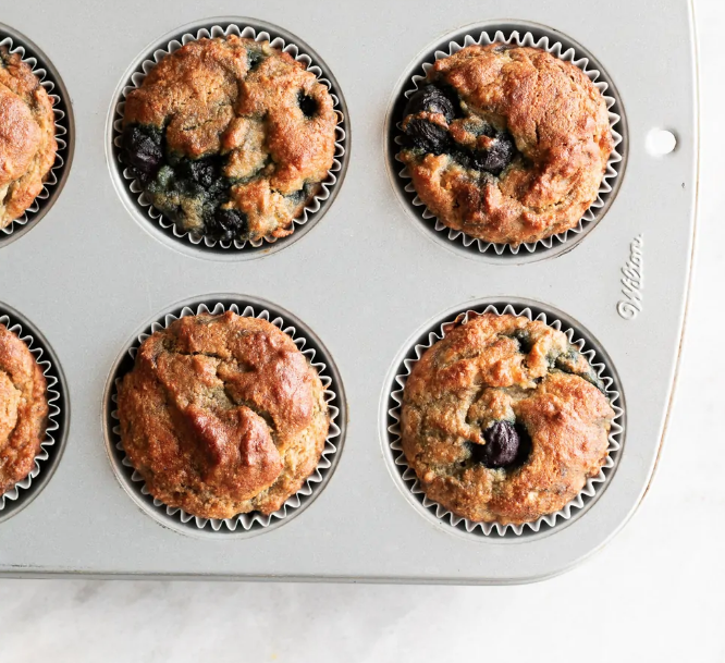 Blueberry Banana Almond Flour Muffins from Unsweetened Caroline