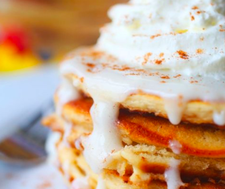 Maple + Cinnamon Roll Pancakes